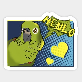 Henlo Yellow Naped Amazon Parrot Comic Sticker